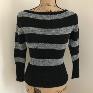 Black and metallic grey striped bebe sweater